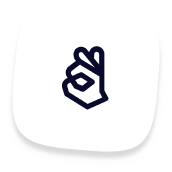 Line drawing of a hand making an OK sign